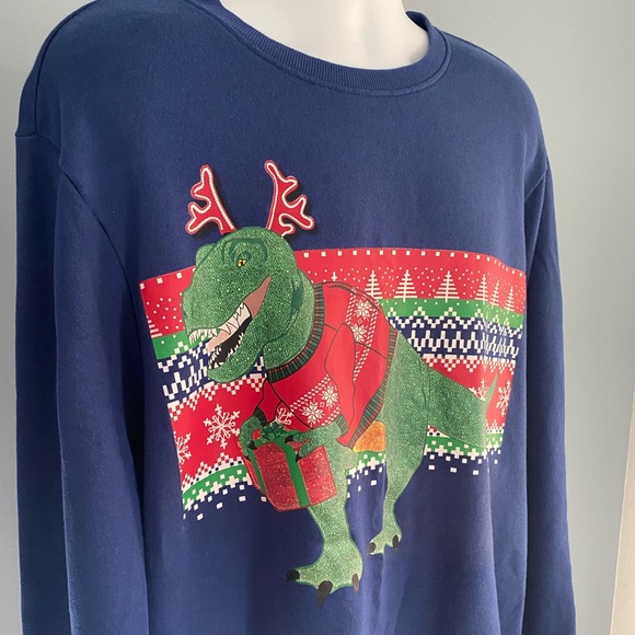 SOLD! Holiday Time: Ugly Dinosaur Sweater! Oversized! Size 3XL - Picture 5 of 8